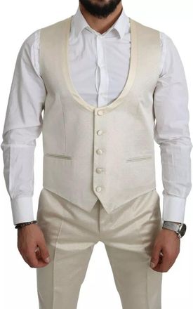 Dolce & Gabbana Beige Wool Cr&egrave;me 3 Piece SICILIA Shawl Mens Suit