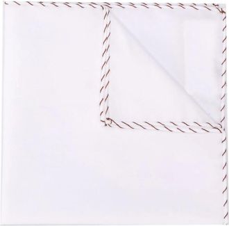 Brunello Cucinelli Mens White Guanaco Stitched Pocket Square