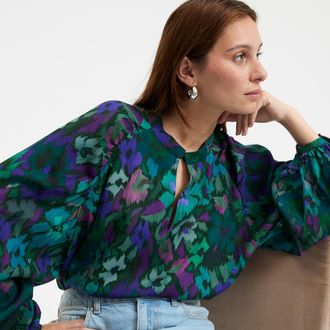 La Redoute Collections Hemd met maokraag en bloemenprint, lange mouwen