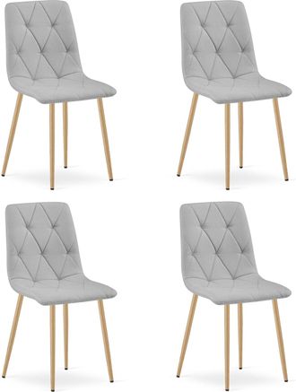 OEM Silla Libra - Tela Gris Claro / Patas Color Madera X 4