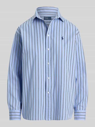 Polo Ralph Lauren Relaxed Fit Hemdbluse aus reiner Baumwolle mit Logo-Stitching in Hellblau, Gr&ouml;&szlig;e XL