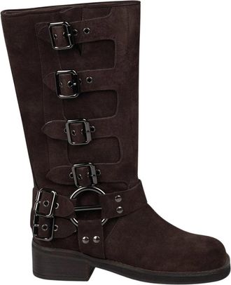 Alma En Pena Motorrijder gespen - Dames - Hoge Laarzen - Bruin - 40 EU - Schoenen