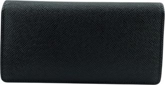 Louis Vuitton Taiga Black Leather Long Wallet (Bi-Fold) (Pre-Owned)