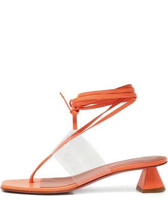 Amina Muaddi leather heeled sandals - Orange
