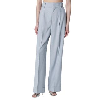 Alberta Ferretti Alberta Ferretti, Wide Trousers, female, Blue, Size: S Front-pleat Trousers
