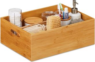 Relaxdays Relaxdays - 2 Cajas De Almacenaje, Bamb&uacute;, Estable, Abierta, Almacenamiento, Organizador Sin Tapa, Ba&ntilde;o, Cocina, 14x40x30 Cm, Natural