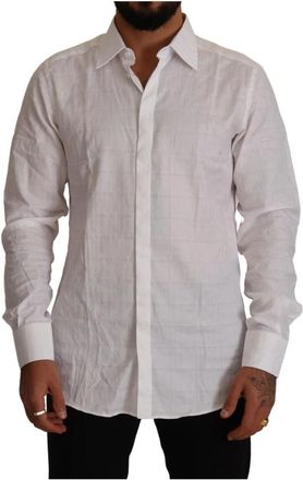 Dolce & Gabbana Polo Shirts - Heren - Zakelijke Overhemden - Wit - S - Katoen - Overhemden
