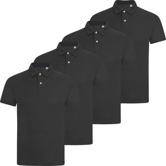 Generic Pack of 4 Mens Polo Shirt Short Sleeve Plain Pique Top Designer Tshirt Tee (Black, XL)