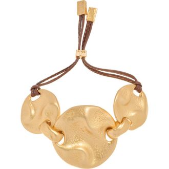 Reiss Ona Leather Cord Bracelet in Gold Tone /Tan at Nordstrom