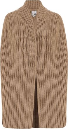 SA SU PHI Beige Ribbed Cashmere Soft Collar Open Front Jacket