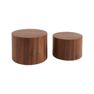 Sweeek Conjunto de 2 mesas bajas redondas nido efecto roble, nogal