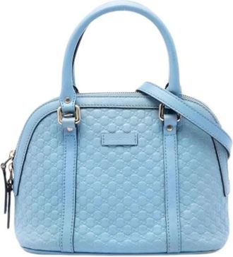 Gucci Pre-owned Dome Satchel - Dames - Vintage Handtas - Blauw - ONE Size - Leer - Vintage