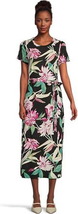 Tommy Bahama Twilight Bloom Short Sleeve Midi Dress Womens Dress Black : LG (US 12-14), Modal/Nylon/Spandex