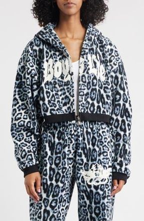 Boys Lie Once a Cheetah Crop Zip Fleece Hoodie in Blur Multi at Nordstrom Rack, Size X-Small/small