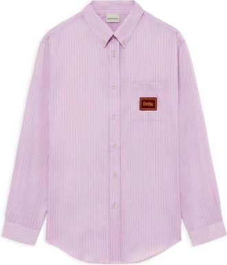 Dr&ocirc;le de Monsieur Lange mouwen shirt - Heren - Casual Overhemden - Paars - L - Katoen - Overhemden