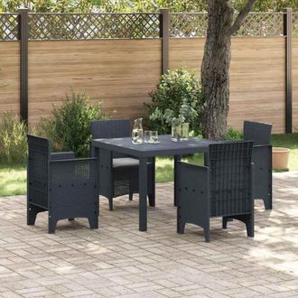 vidaXL Conjunto De Comedor De Jard&iacute;n 5 Pcs Antracita Ratan Polt Vidaxl