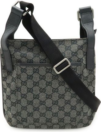 Gucci Dark Gray Gg Canvas Shoulder Bag (Pre-Owned)