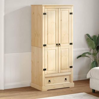 Berkfield Home Wardrobe Corona 76x50x170 cm Solid Wood Pine in Light Tan | Size: 76 x 50 x 170 cm