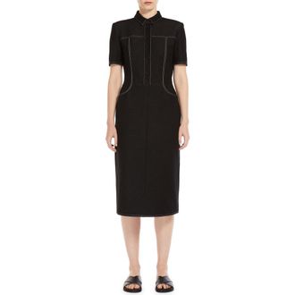 Max Mara Faro Jersey Shirtdress in Black at Nordstrom, Size Small
