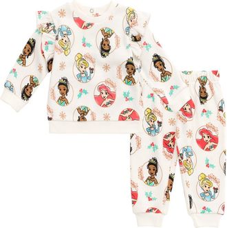 Disney Fleece Sweatshirt & Pants Set in Princess White at Nordstrom, Size 3-6M