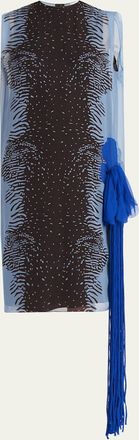 Ferragamo Cuttle Fish Print Silk Sleeveless Shift Dress