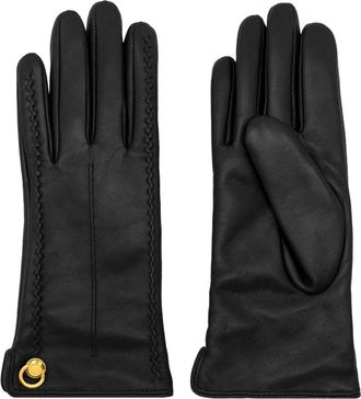 Gianni Chiarini Zwarte Leren Wol-gevoerde Handschoenen - Dames - Handschoenen - Zwart - L - Wol - Accessoires