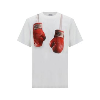 Moschino T-Shirts, male, White, Size: S Printed Cotton Jersey T-shirt