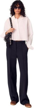 Maje Short shirt with embroidered collar in White at Nordstrom, Size Medium