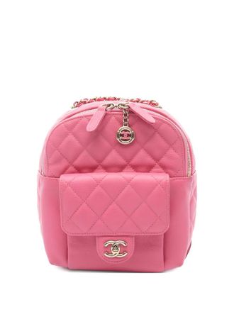 Chanel chain-detail diamond-quilted backpack - women - Caviar Leather - One Size - Pink