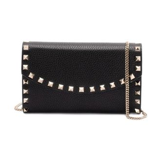 Valentino Tassen, Dames, Zwart, ONE Size, Leer, Rockstud Small Leren Schoudertas