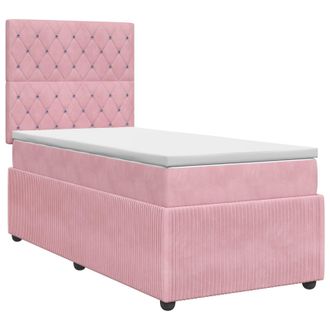 vidaXL Letto Box Spring Con Materasso Rosa 80 X 200 Cm Velluto Vidaxl