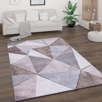 Paco Home Tappeto Salotto Pelo Corto Vintage Astratto Moderno Geometrico Motivo Diamante Beige, 240x340 cm - Paco Home