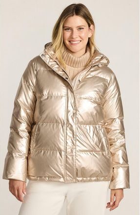 Lands End Wide Channel 600 Down Puffer Jacket in Gold Shine at Nordstrom, Size Medium