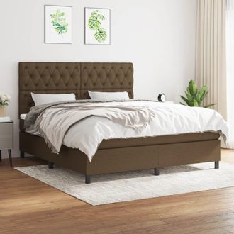 vidaXL Vidaxl - Cama Box Spring Con Colch&oacute;n Tela Marr&oacute;n Oscuro 160x200 Cm