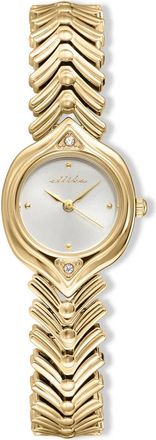 Ettika Round Case Chevron Strap Watch in Vanilla And Gold at Nordstrom Rack