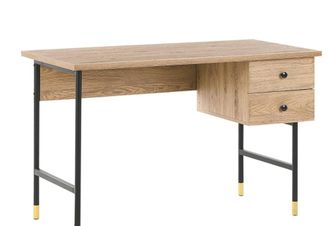 Beliani Escritorio marr&oacute;n claro 120 cm 60 cm con almacenaje