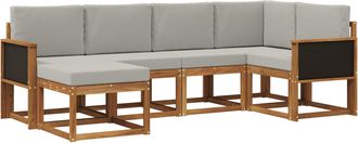 vidaXL Conjunto De Sof&aacute;s De Exterior 6 Uds. Natural Y Gris Claro Vidaxl