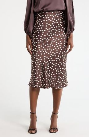 Renee C Polka Dot Midi Skirt in Brown at Nordstrom Rack, Size X-Small