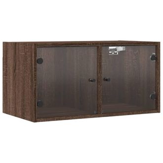 vidaXL Mueble Pared Puertas Vidrio 2 Uds Roble Marr&oacute;n 68,5x37x35 Cm Vidaxl