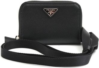 Prada Black Leather Coin Purse/Coin Case (Pre-Owned)