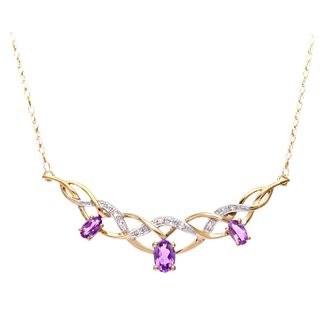 Diamant L'éternel 9ct geelgouden damesketting met diamant en amethist