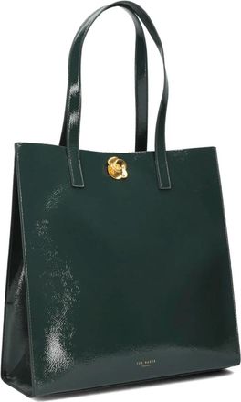 Ted Baker Tassen, Dames, Groen, ONE Size, Wol, Groene Glanzende Shopper Tas Rosenni