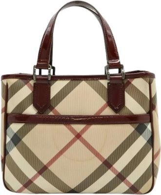 Burberry Pre-owned Handbags, female, Beige, Size: ONE SIZE Pre-owned PVC Leather Handbag
