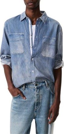 Rag & Bone Miramar CPO Faux Denim Cotton Terry Button-Up Shirt in Patina at Nordstrom Rack, Size X-Large