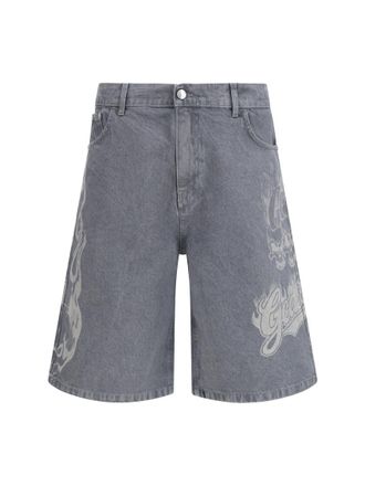GCDS Grey Relaxed Logo Shorts