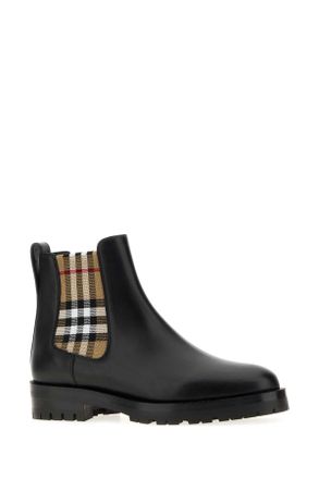 Burberry Womens Black Leather Ankle Boots Stivali