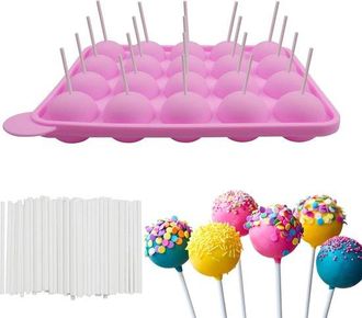 OEM Molde De Silicona Para Piruletas Con 20 Cavidades Para Piruletas, Caramelos Y Pasteles - Rosa