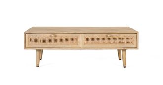 Giner&Colomer Mesa de centro de madera de mango y rat&aacute;n, 120 cm