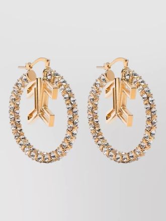 Elisabetta Franchi crystal hoop earrings geometric detail pair