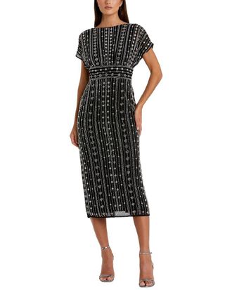 Mac Duggal Cap Sleeve Empire Waist Sheath Midi Dress